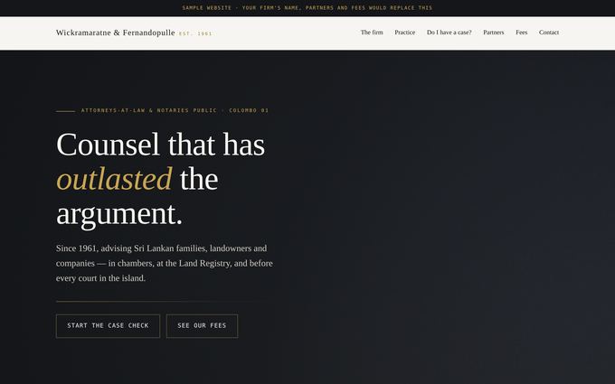 Screenshot of the Wickramaratne & Fernandopulle template