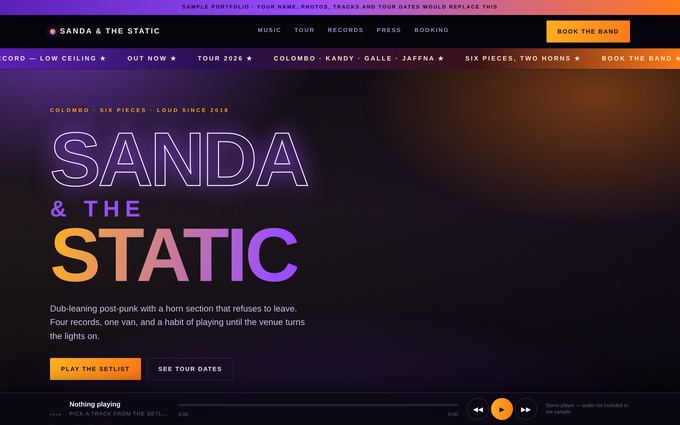 Screenshot of the SANDA & The Static template