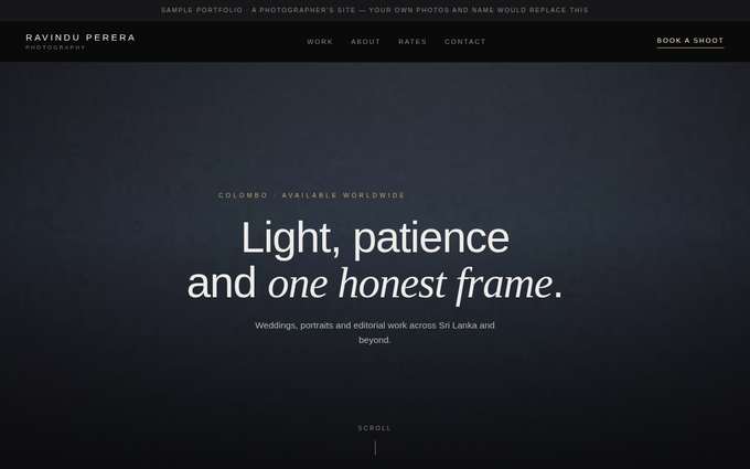 Screenshot of the Ravindu Perera template