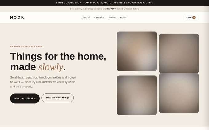 Screenshot of the NOOK Homeware template